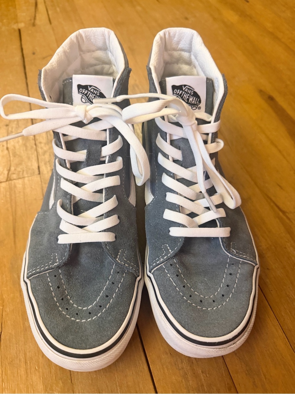 Vans Sk8-Hi Suede High Top Sneakers in Light Blue Gray